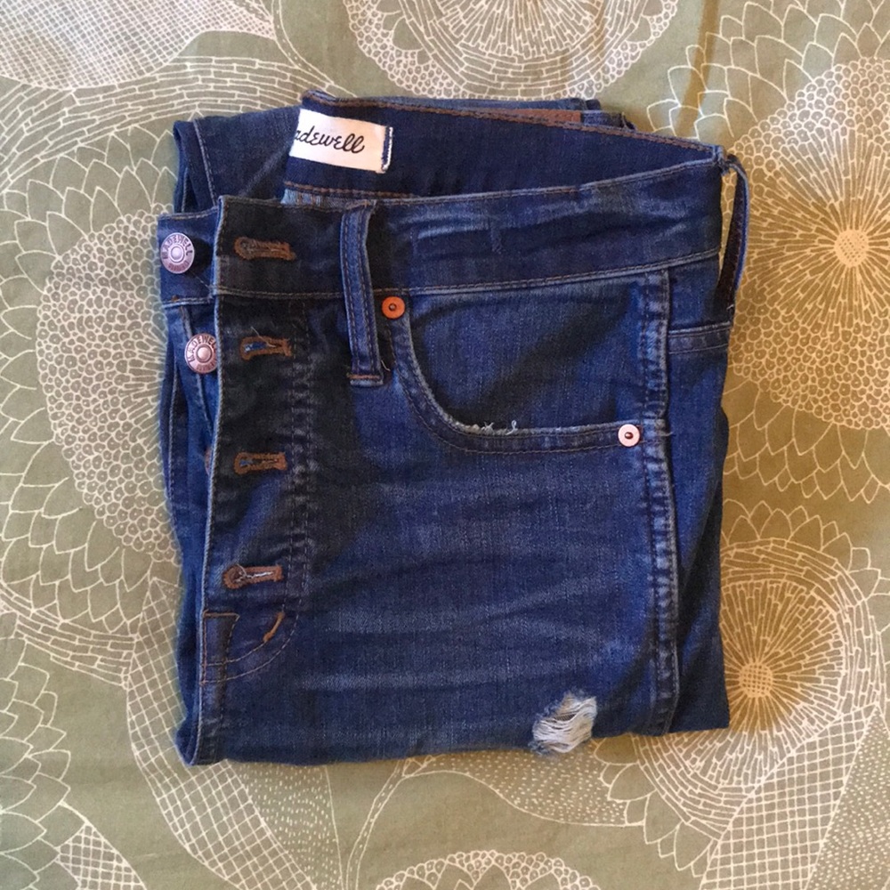 Madewell button fly high rise drop hem jeans